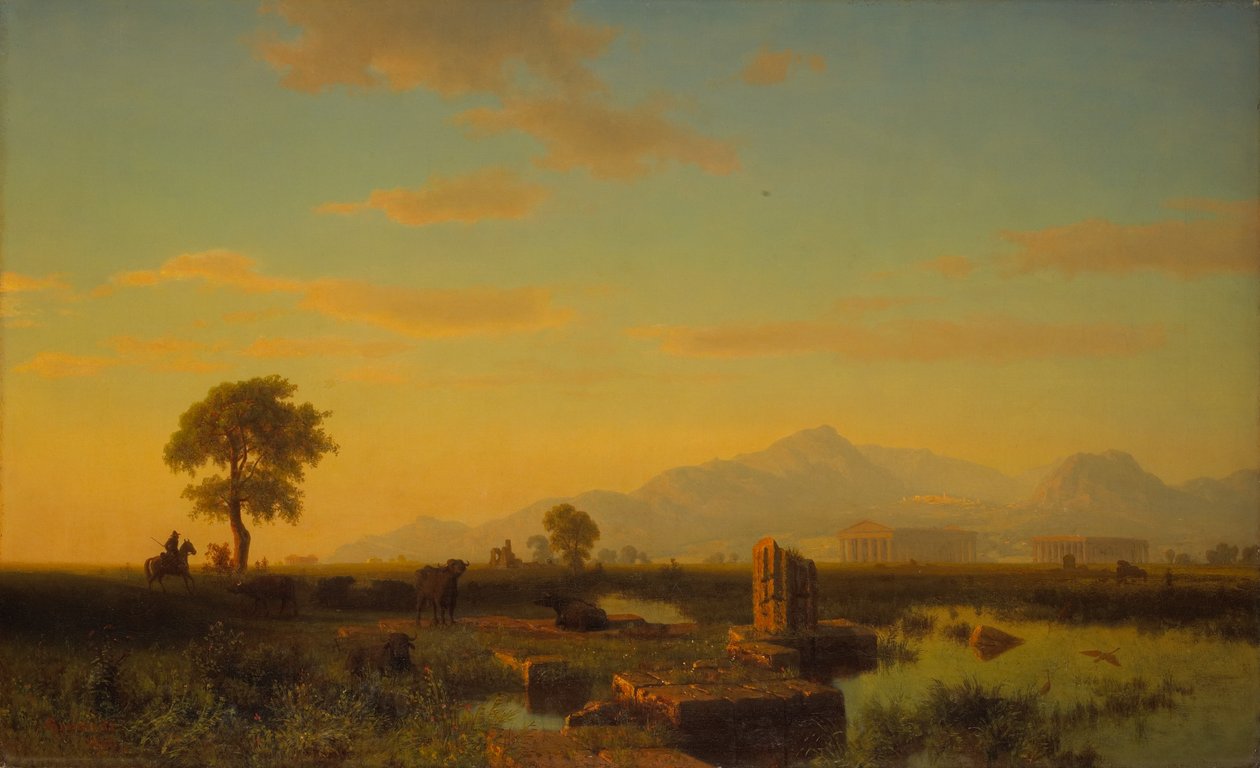 أطلال Paestum ، 1858 بواسطة ألبرت بيرشتات