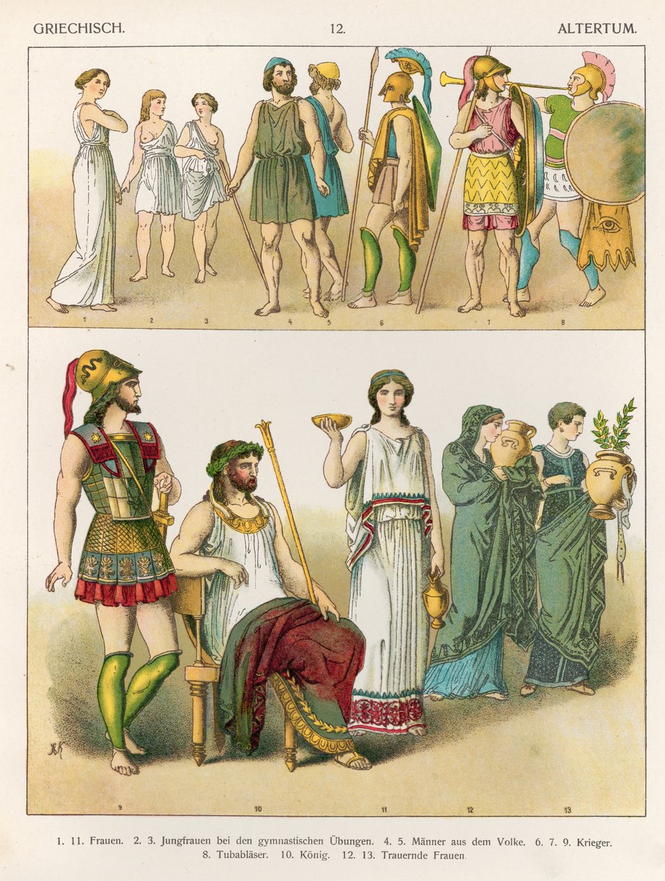 فستان يوناني ، من "Trachten der Voelker" ، 1864 (طباعة حجرية ملونة) بواسطة ألبرت كريتشمر