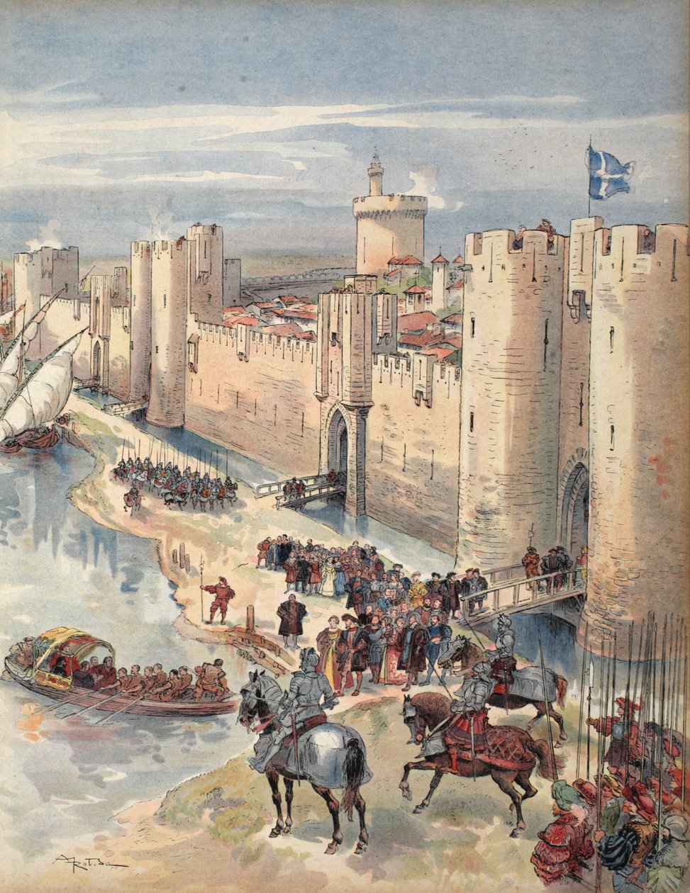مقابلة مع Aigues-Mortes ، رسم توضيحي من فرانسوا Ier: Le Roi Chevalier ، بواسطة جورج G. Toudouze ، حانة. 1909 بواسطة ألبرت روبيدا