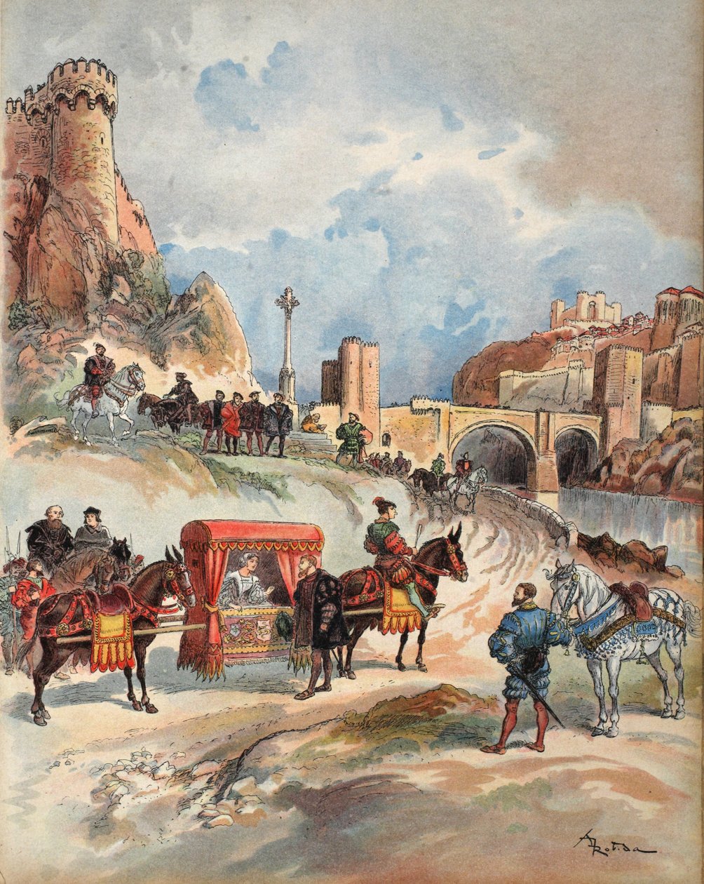 مارغريت من فرنسا تزور شقيقها ، صورة توضيحية من فرانسوا Ier: Le Roi Chevalier ، بواسطة جورج G. Toudouze ، حانة. 1909 بواسطة ألبرت روبيدا
