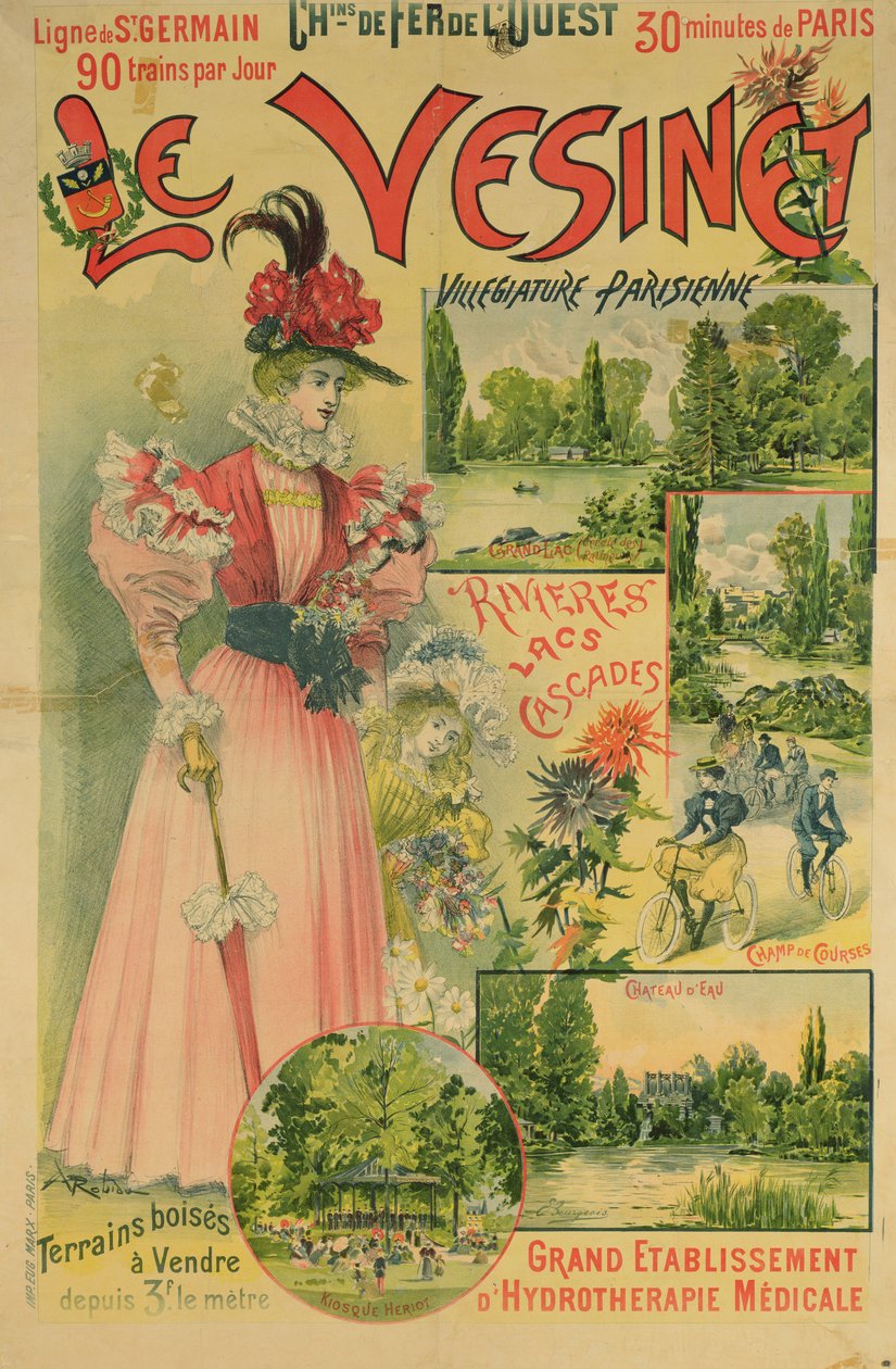 ملصق Chemins de Fer de l&39;Ouest إلى Le Vesinet ، c.1895-1900 بواسطة ألبرت روبيدا