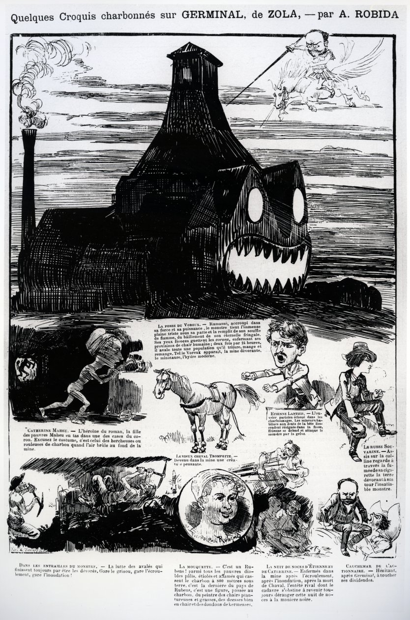 بعض الرسومات من "Germinal" ، رواية Emile Zola (1804-1902) ، من "La Caricature" ، مايو 1885 بواسطة ألبرت روبيدا