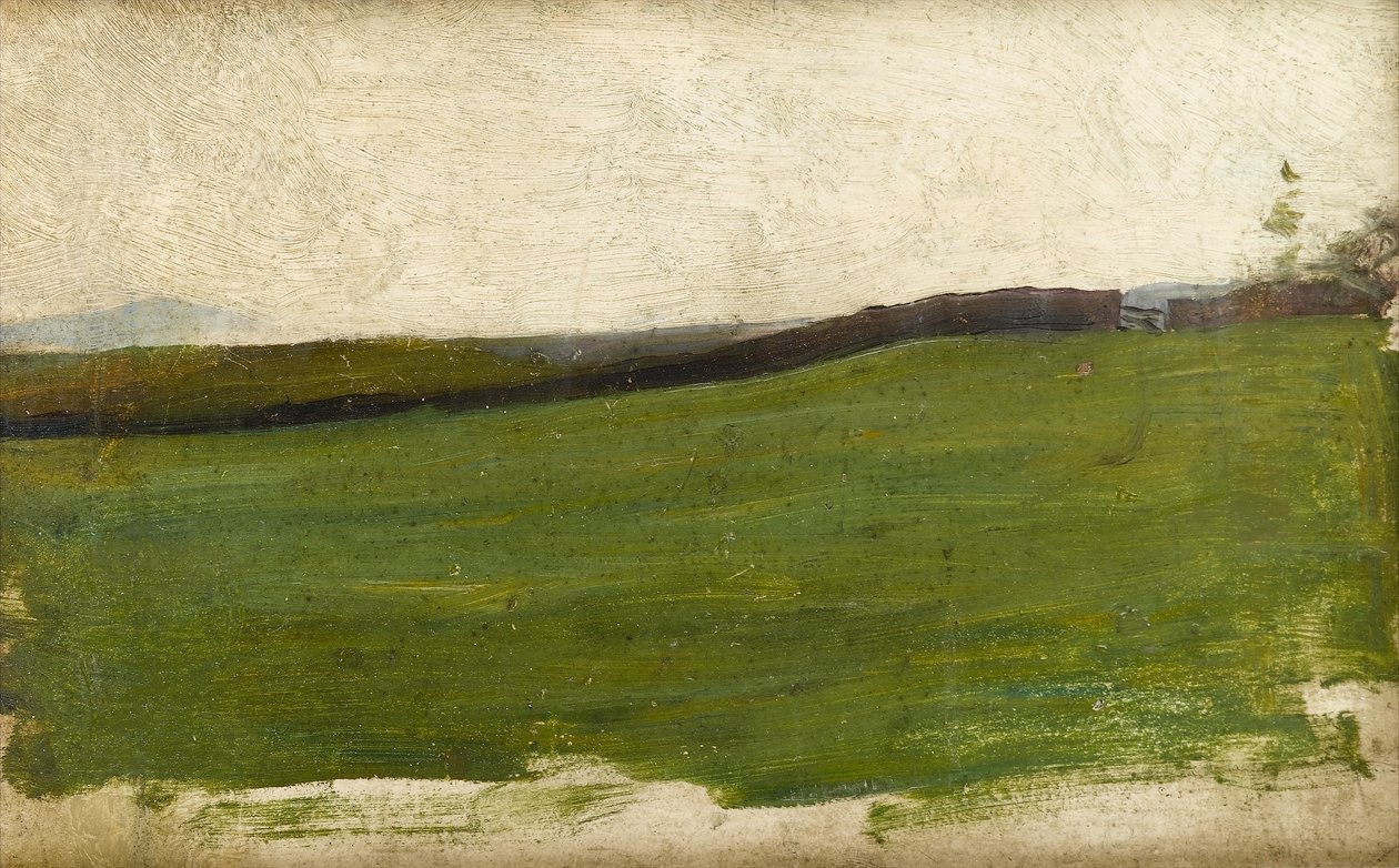 منظر طبيعي مع مرج أخضر وجدار مسور ، c.1900 (زيت على لوحة فنان أعدت من عظام الراثون) بواسطة ألبرت دي بيلروش