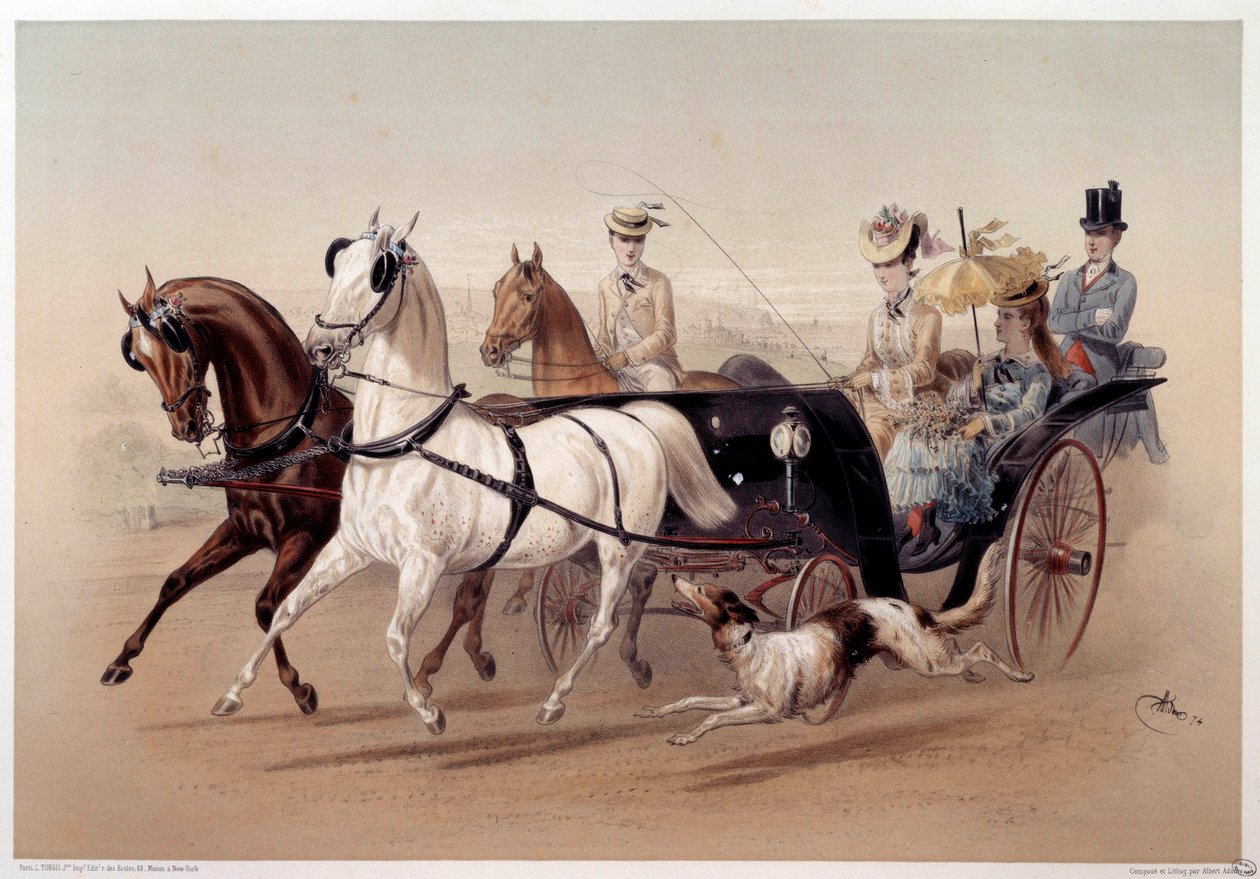 سيارة فكتوريا وخيول تارب طباعة ألبرت آدم (1833-؟) القرن التاسع عشر ، متحف كارنافاليت بواسطة ألبرت آدم