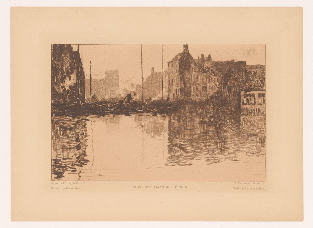 عرض الميناء في فلاندرز En ville Flamande ، le soir (العنوان على الكائن) بواسطة ألبرت بيرتسوين