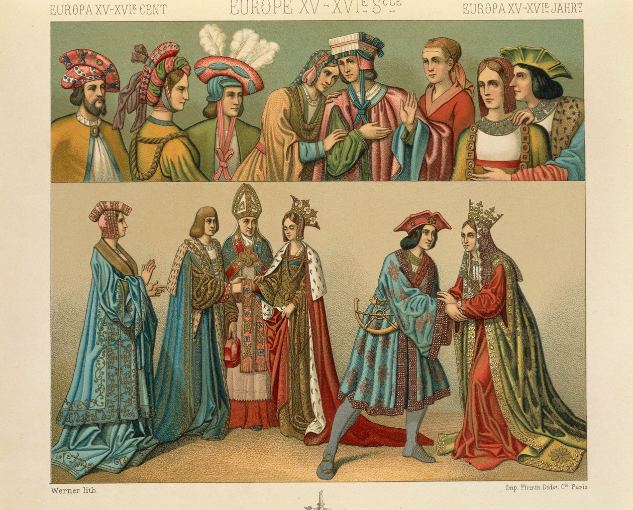 "Le Costume Historique" (تاريخ الأزياء الكامل) بواسطة Auguste Racinet ، المجلد الرابع بواسطة ألبرت تشارلز أوغست راسينت