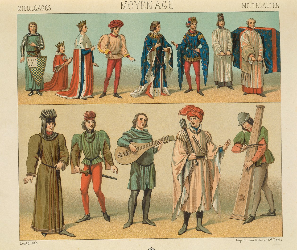 "Le Costume Historique" (تاريخ الأزياء الكامل) بواسطة Auguste Racinet ، المجلد الرابع بواسطة ألبرت تشارلز أوغست راسينت
