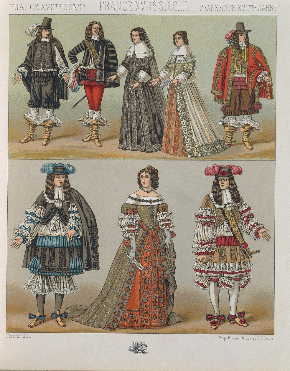"Le Costume Historique" (تاريخ الأزياء الكامل) من تأليف Auguste Racinet ، المجلد الخامس بواسطة ألبرت تشارلز أوغست راسينت