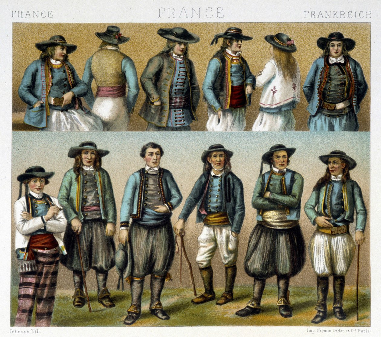 أزياء الرجال من Finistère في القرن التاسع عشر - في "" Le costume ancien et historyique "" لـ Racinet بواسطة ألبرت تشارلز أوغست راسينت