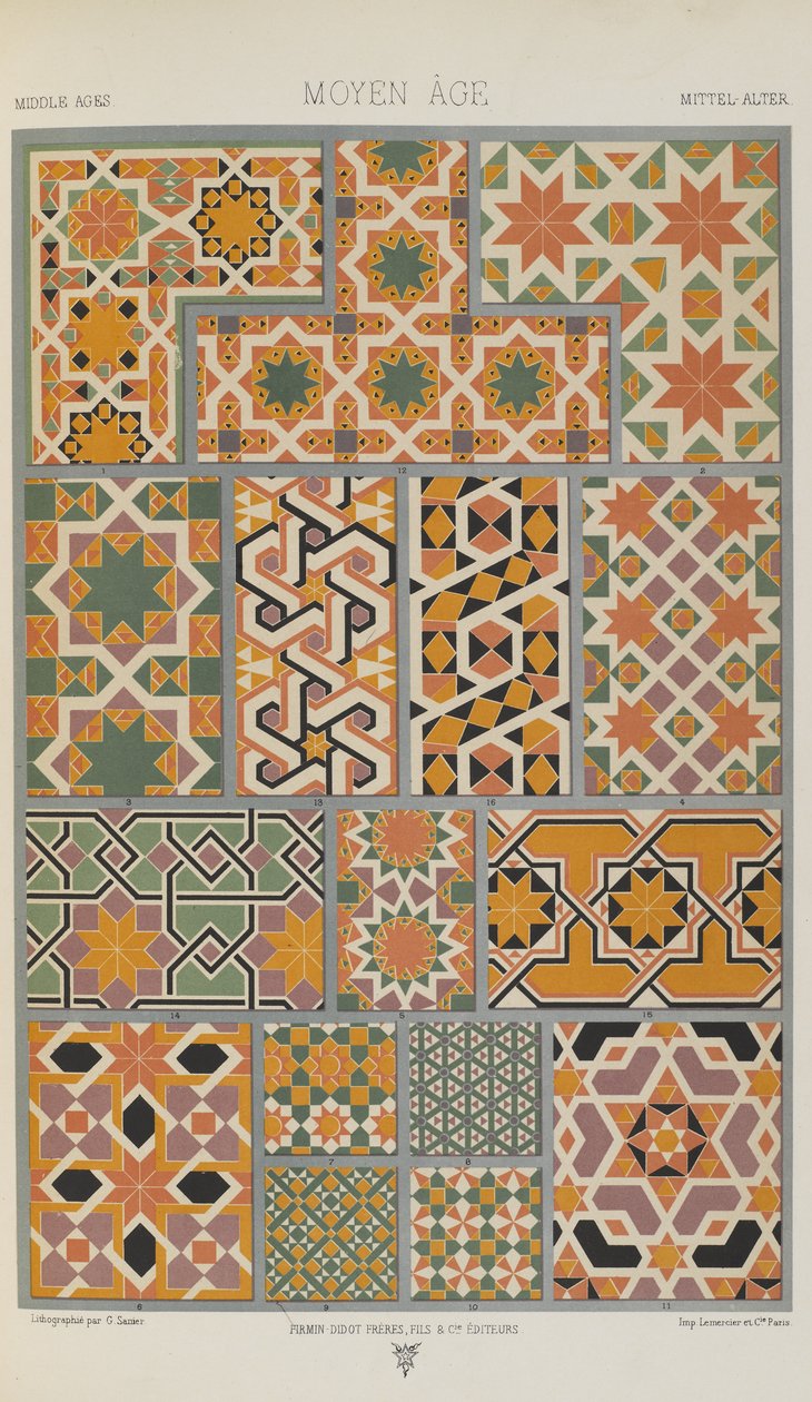 العصور الوسطى ، اللوحة 36 من "زخرفة متعددة الألوان: مائة لوحة من الذهب والفضة والألوان" بواسطة ألبرت تشارلز أوغست راسينت