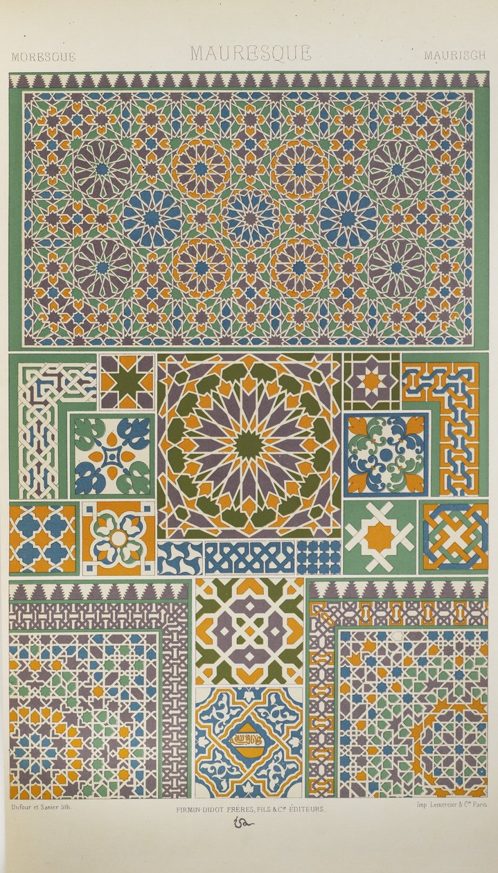 Moorish ، اللوحة 29 من "زخرفة متعددة الألوان: مائة لوحة من الذهب والفضة والألوان" بواسطة ألبرت تشارلز أوغست راسينت