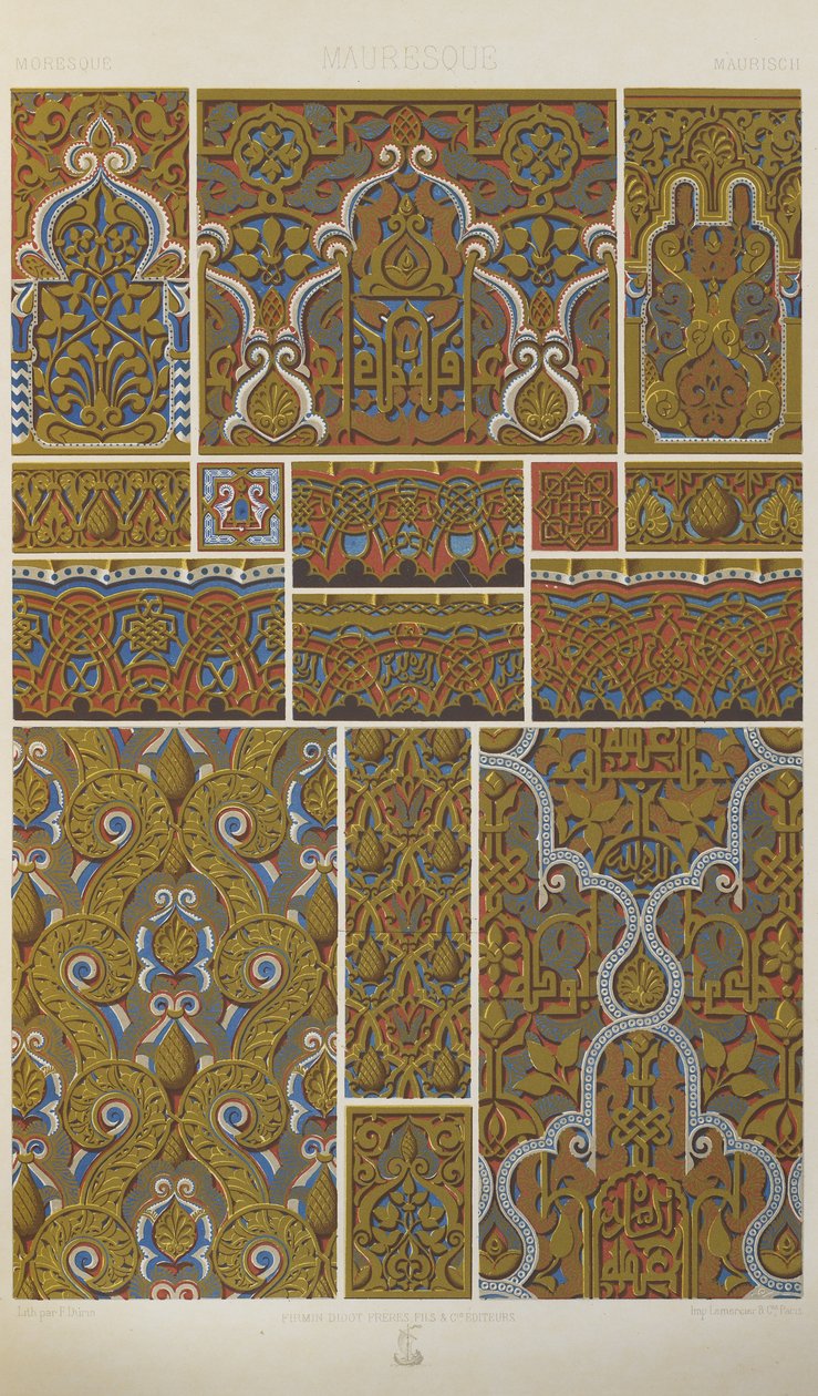 Moorish ، اللوحة 30 من "زخرفة متعددة الألوان: مائة لوحة من الذهب والفضة والألوان" بواسطة ألبرت تشارلز أوغست راسينت