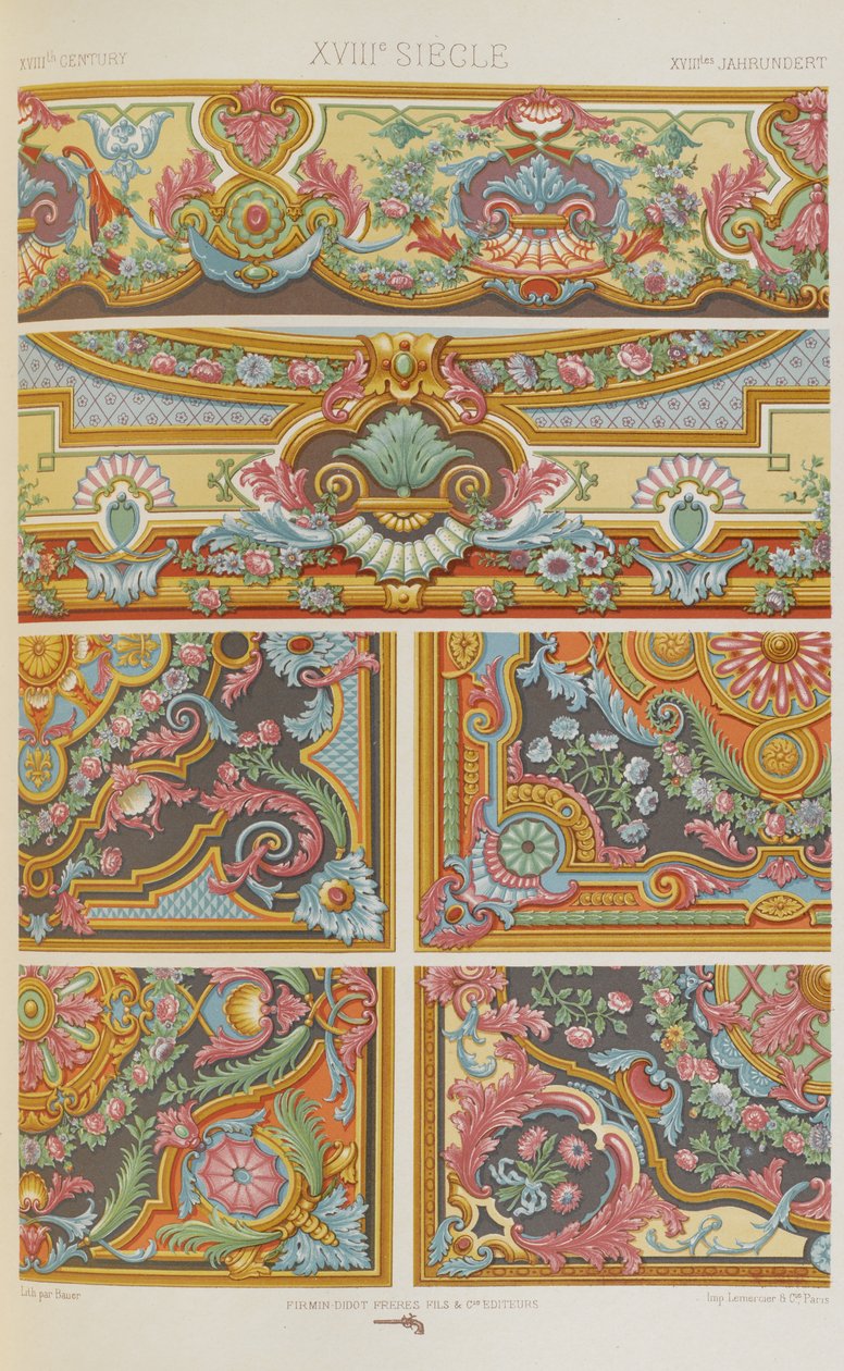 XVIII Century ، لوحة 88 من "زخرفة متعددة الألوان: مائة لوحة من الذهب والفضة والألوان" بواسطة ألبرت تشارلز أوغست راسينت