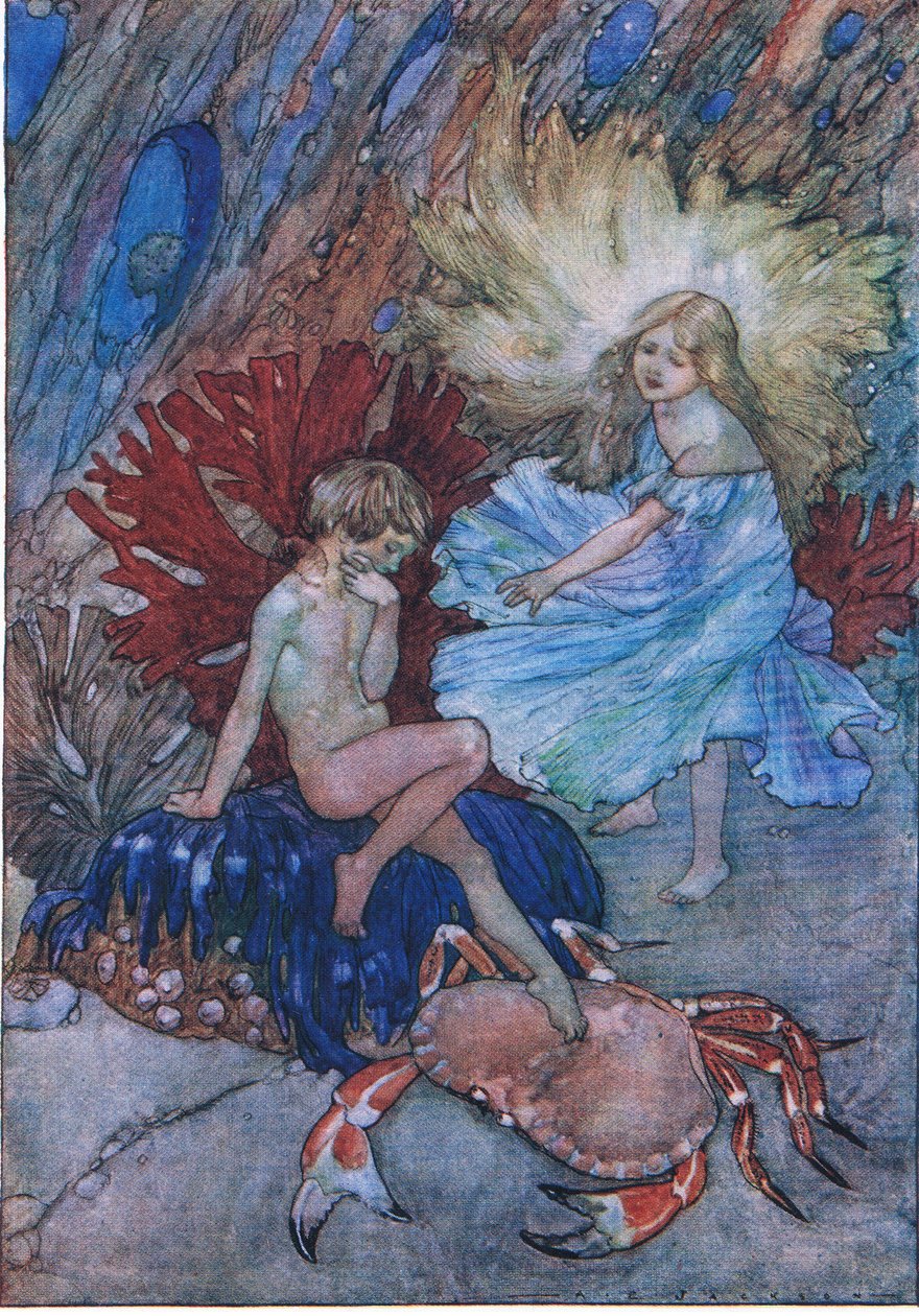 "لا ، لا تكز ذلك السلطعون المسكين عن توم" ، من حانة The Water Babies. بقلم همفري ميلفورد ، مطبعة جامعة أكسفورد ، حوالي عام 1930 (لون ليثو) بواسطة ألبرت إدوارد جاكسون
