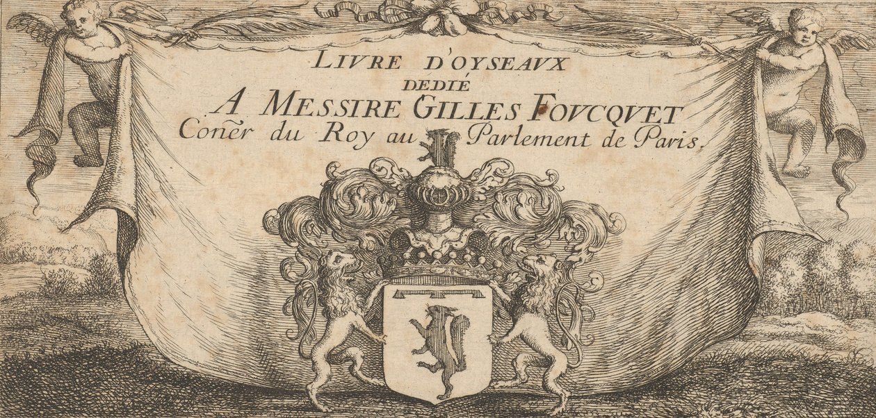 صفحة العنوان: Livre d'Oyseaux Book of Birds ، 1655-1660. بواسطة ألبرت فلمش