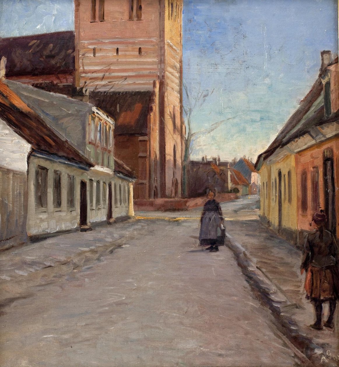 شارع في Køge مع كنيسة Nicolai على اليسار بواسطة ألبرت جوتشالك