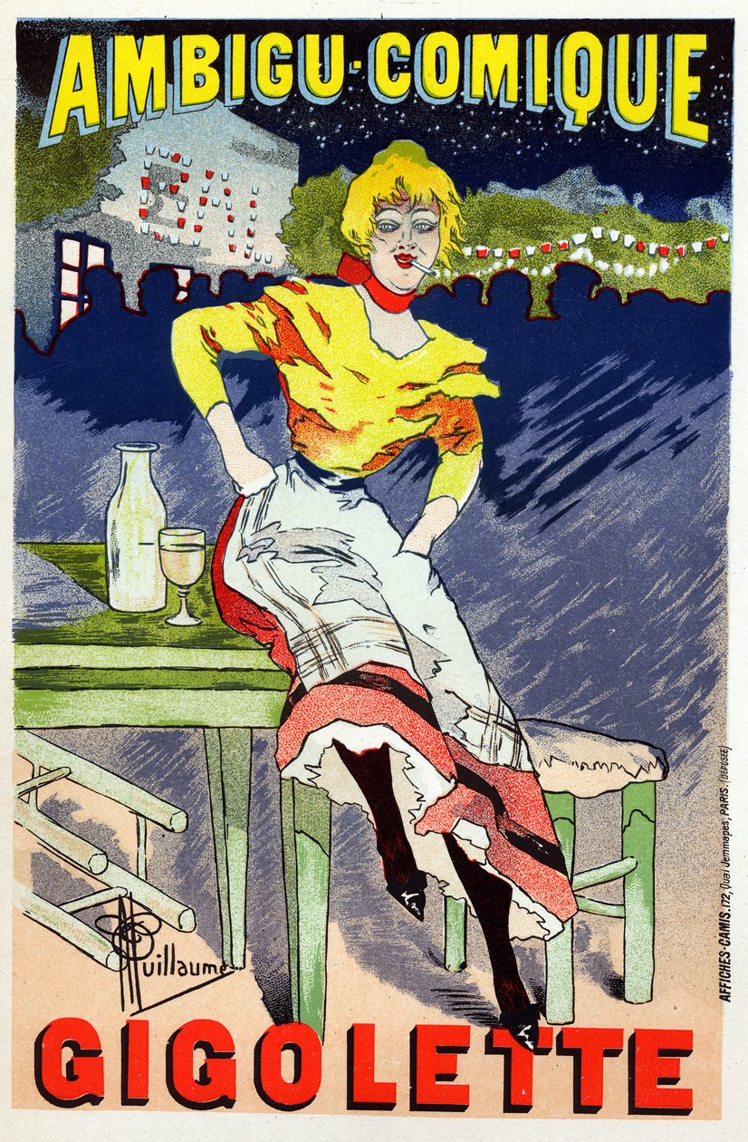 فن. وسائل الترفيه. Gigolette ، عرض في Cabaret L'Ambigu Comique ، باريس. ملصق بواسطة A. Guillaume ، فرنسا ، حوالي عام 1890 (ملصق) بواسطة ألبرت غيوم