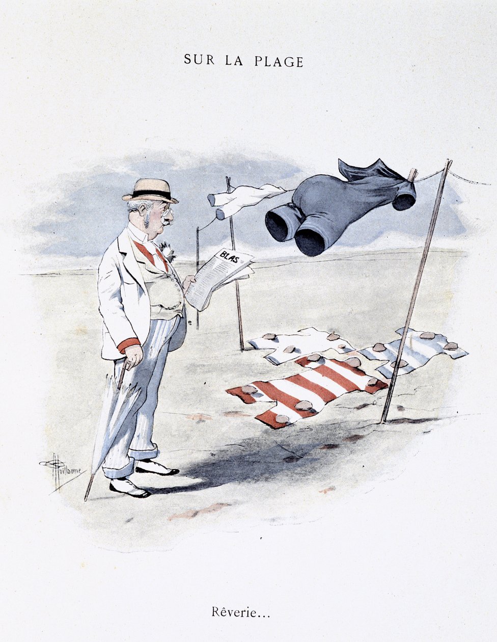 رسم كاريكاتوري في أوقات الفراغ على الشاطئ في "" Etoile de Mer "لـ Guillaume 1900 بواسطة ألبرت غيوم