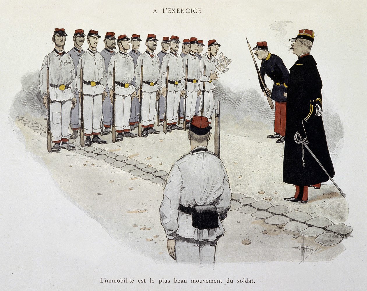 In the exercise: immobilization is the most beautiful movement of the soldier - the Armee seen by Albert Guillaume (1873-1942), circa 1900 بواسطة ألبرت غيوم