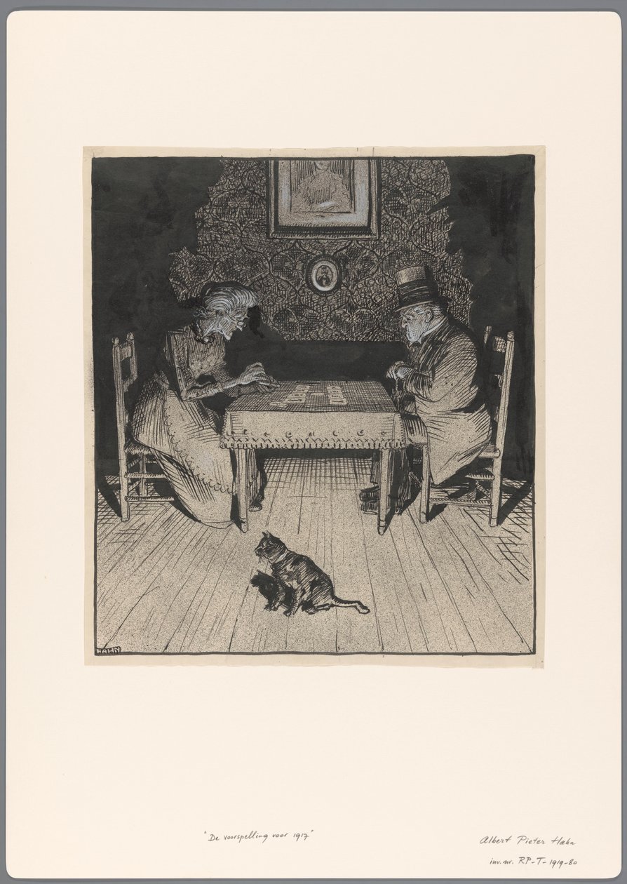 تصميم لرسوم كاريكاتورية سياسية: التنبؤ لعام 1917 بواسطة ألبرت هان (أنا)