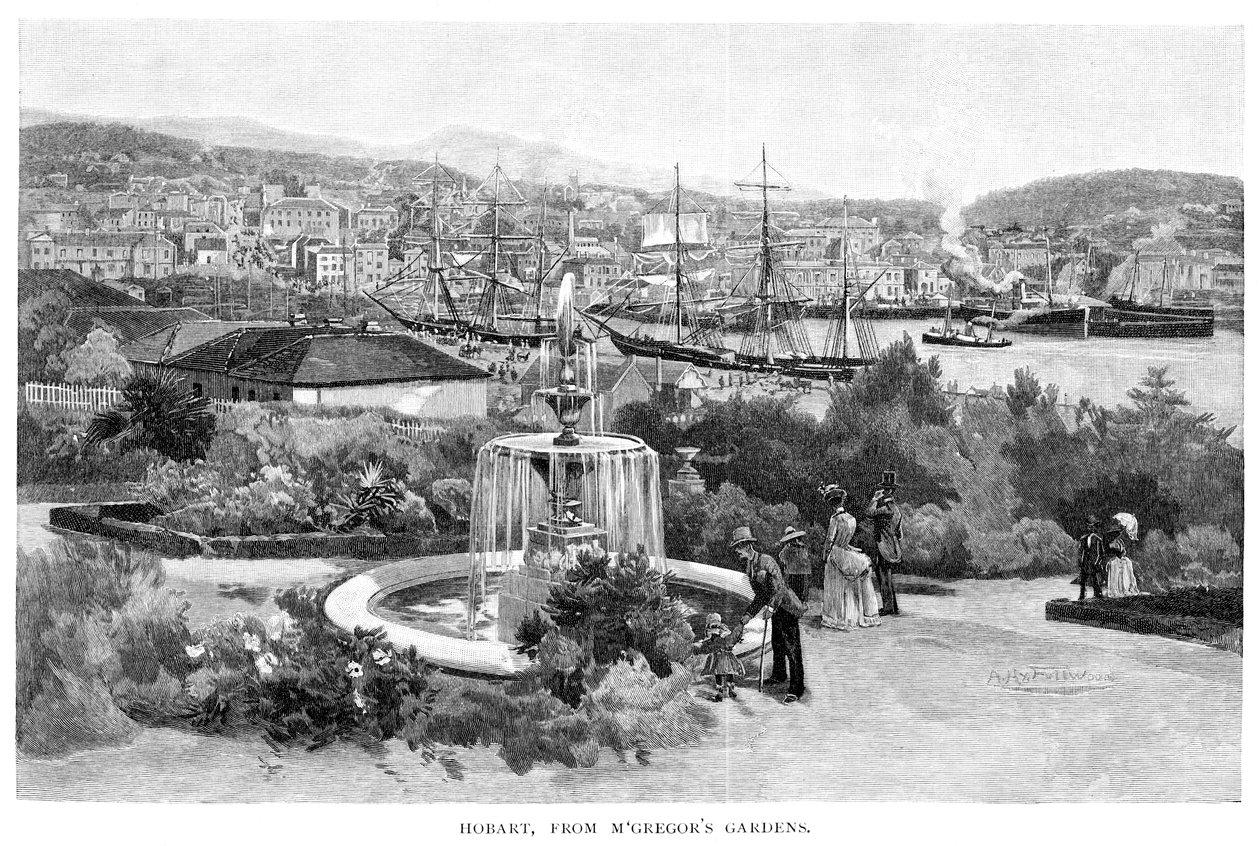 هوبارت من حدائق مكجريجورز ، تسمانيا ، أستراليا ، 1886. بواسطة ألبرت هنري فولوود