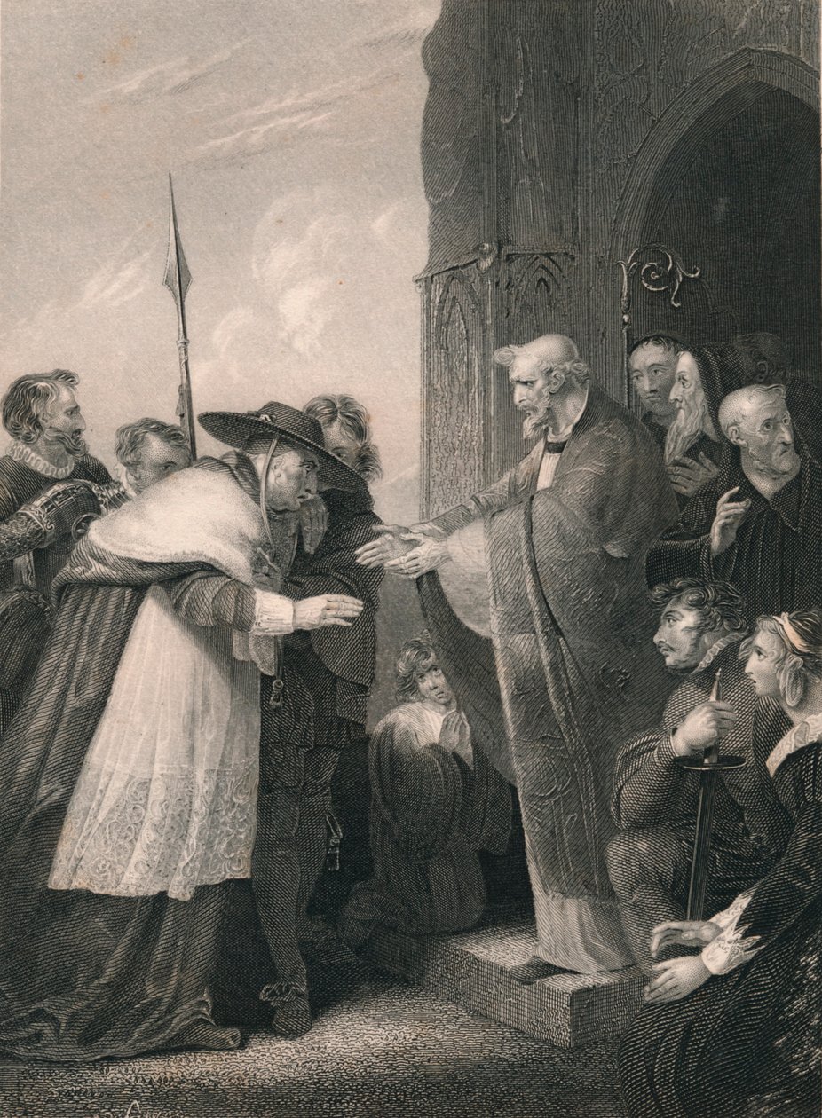 الكاردينال Wolsey يدخل دير ليستر ، 1530 ، منتصف القرن التاسع عشر. بواسطة ألبرت هنري باين