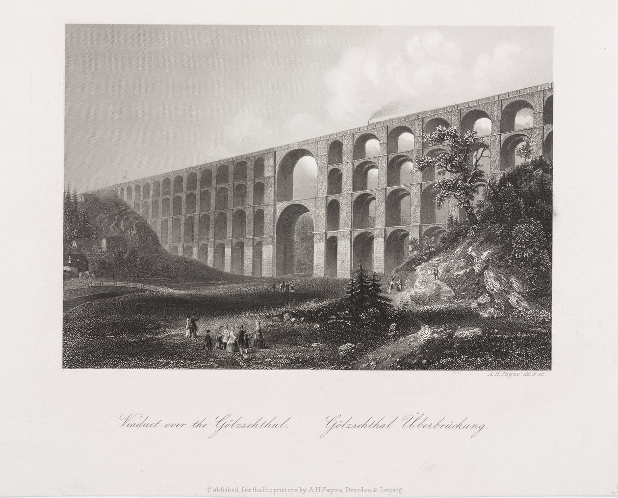 الجسر فوق جولزشتال ، ساكسونيا ، c.1840 بواسطة ألبرت هنري باين