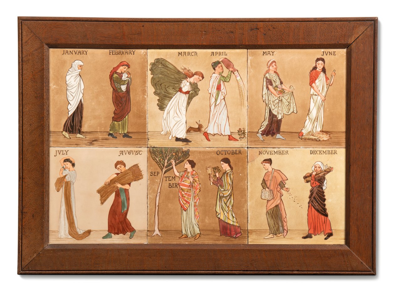 ستة بلاطات من Minton Hollis & Co تمثل الأشهر ، 1880-99 (سيراميك مطلي) بواسطة ألبرت جوزيف مور