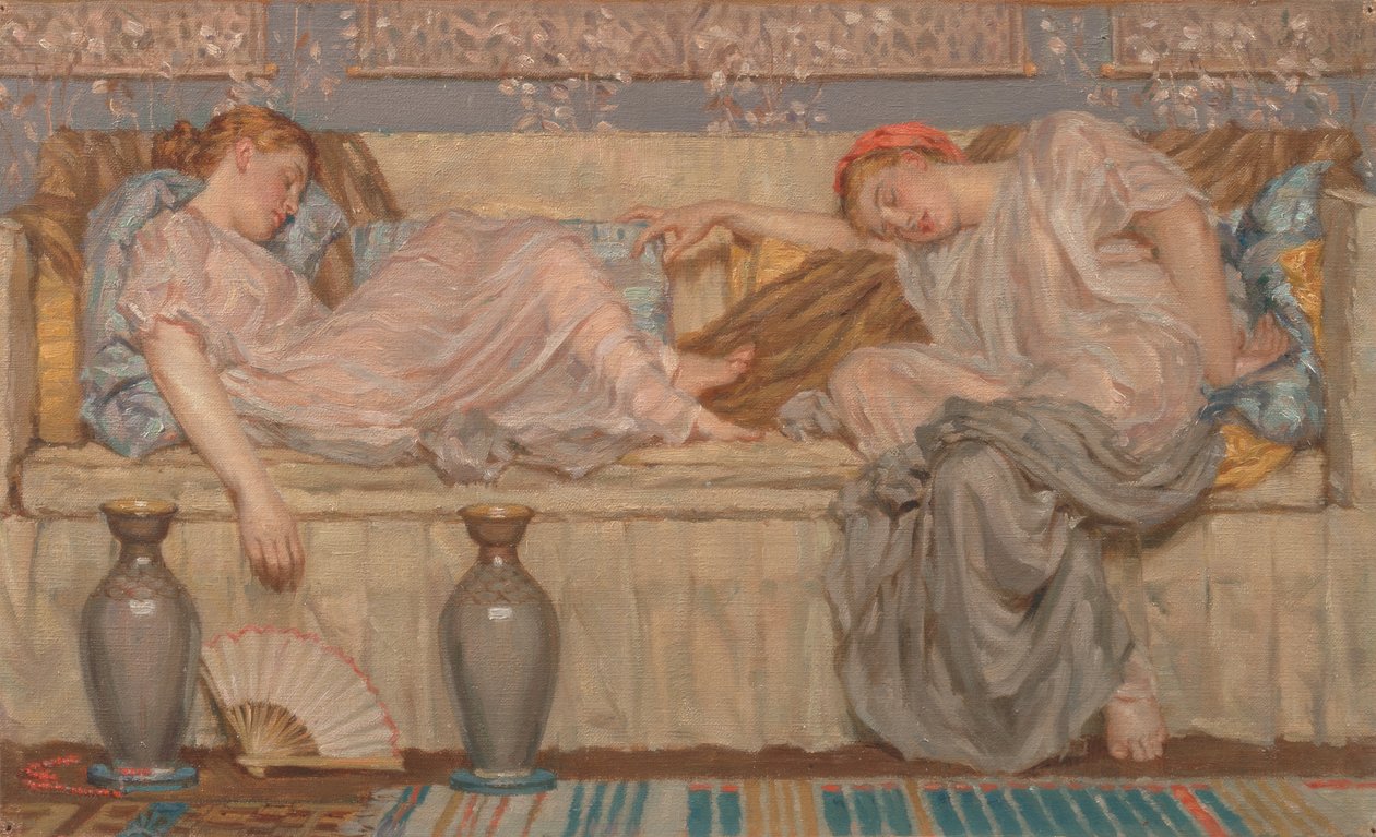 دراسة الخرز ، امرأتان على أريكة ، 1875 ، كاليفورنيا. 1875. بواسطة البرت جوزيف مور