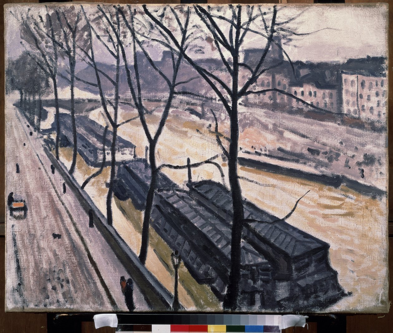 "" Paris en hiver، quai Bourbon "(باريس في الشتاء. Quai Bourbon) صنادل على ضفاف نهر السين. لوحة لبيير ألبرت ماركيه (1875-1947) 1907 ألوان زيتية على قماش. التوحش. موسكو. متحف بوشكين للفنون الجميلة بواسطة ألبرت ماركيه