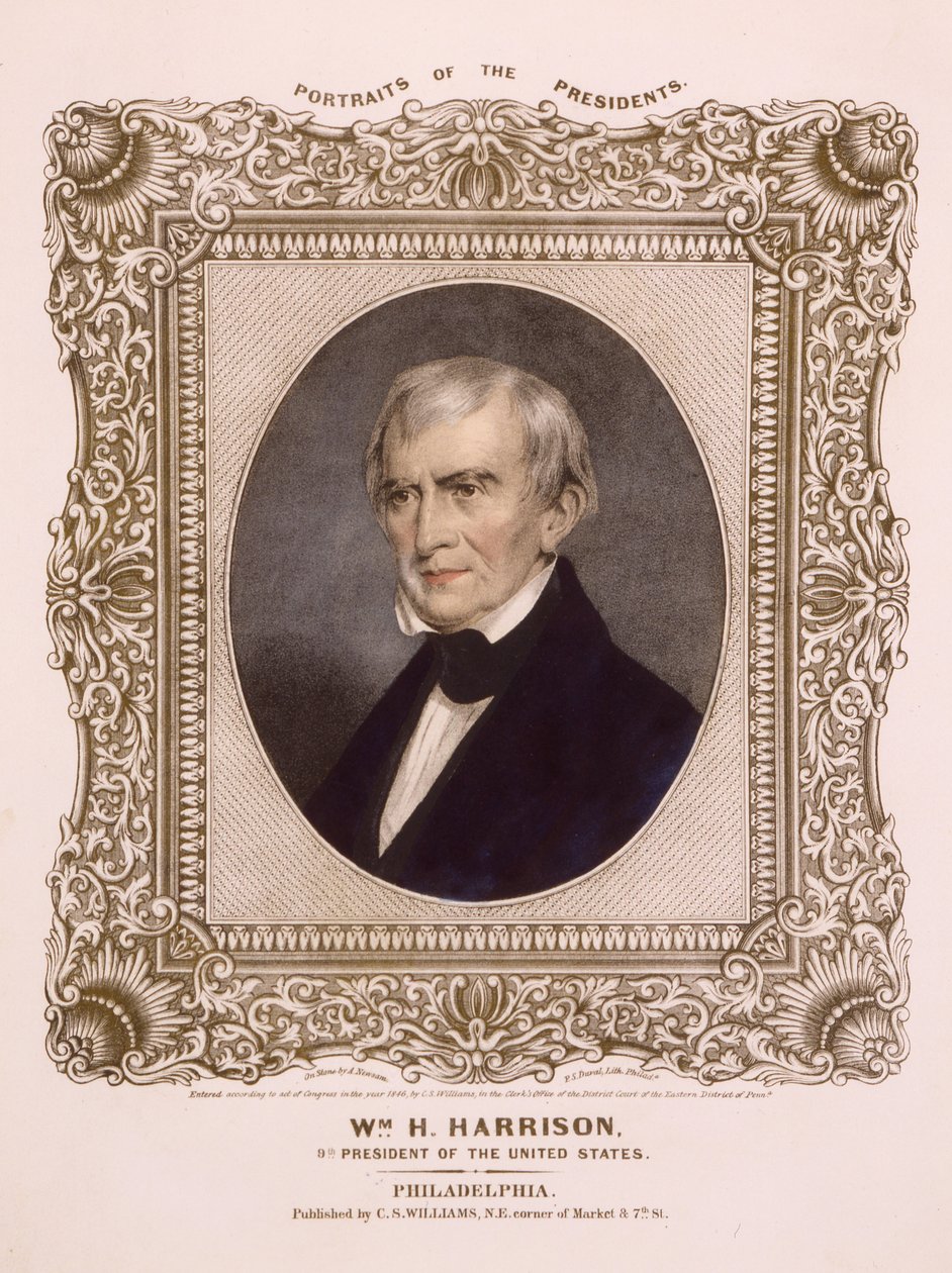 الرئيس الأمريكي وليام هنري هاريسون ، 1846 (الطباعة الحجرية) بواسطة ألبرت نيوسام