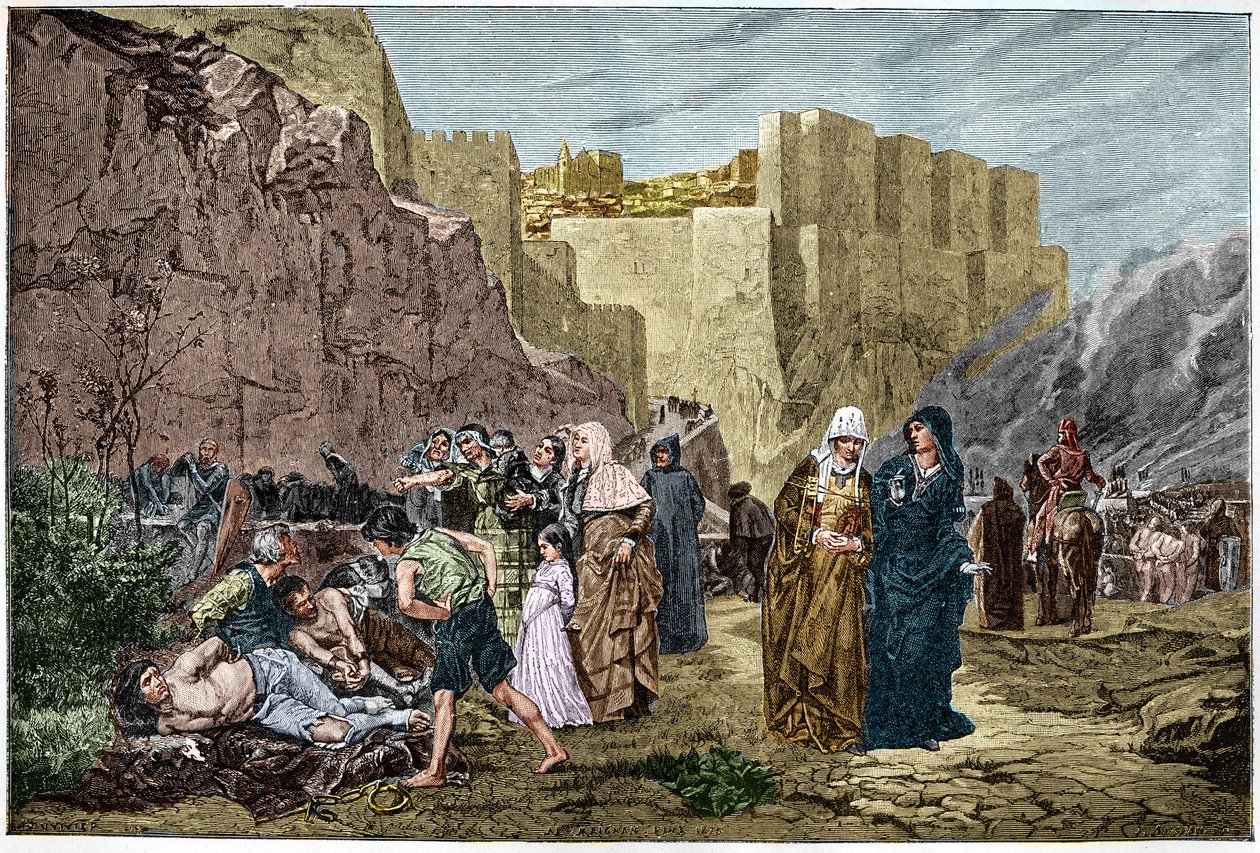 الحملة الصليبية الألبيجنسية - إهانة السجناء - - الحملة الصليبية ضد البيجرز عام 1211. إهانة السجناء نقشًا بعد لوحة ألبرت ميجنان بواسطة ألبرت بيير رينيه (بعد) مينيان