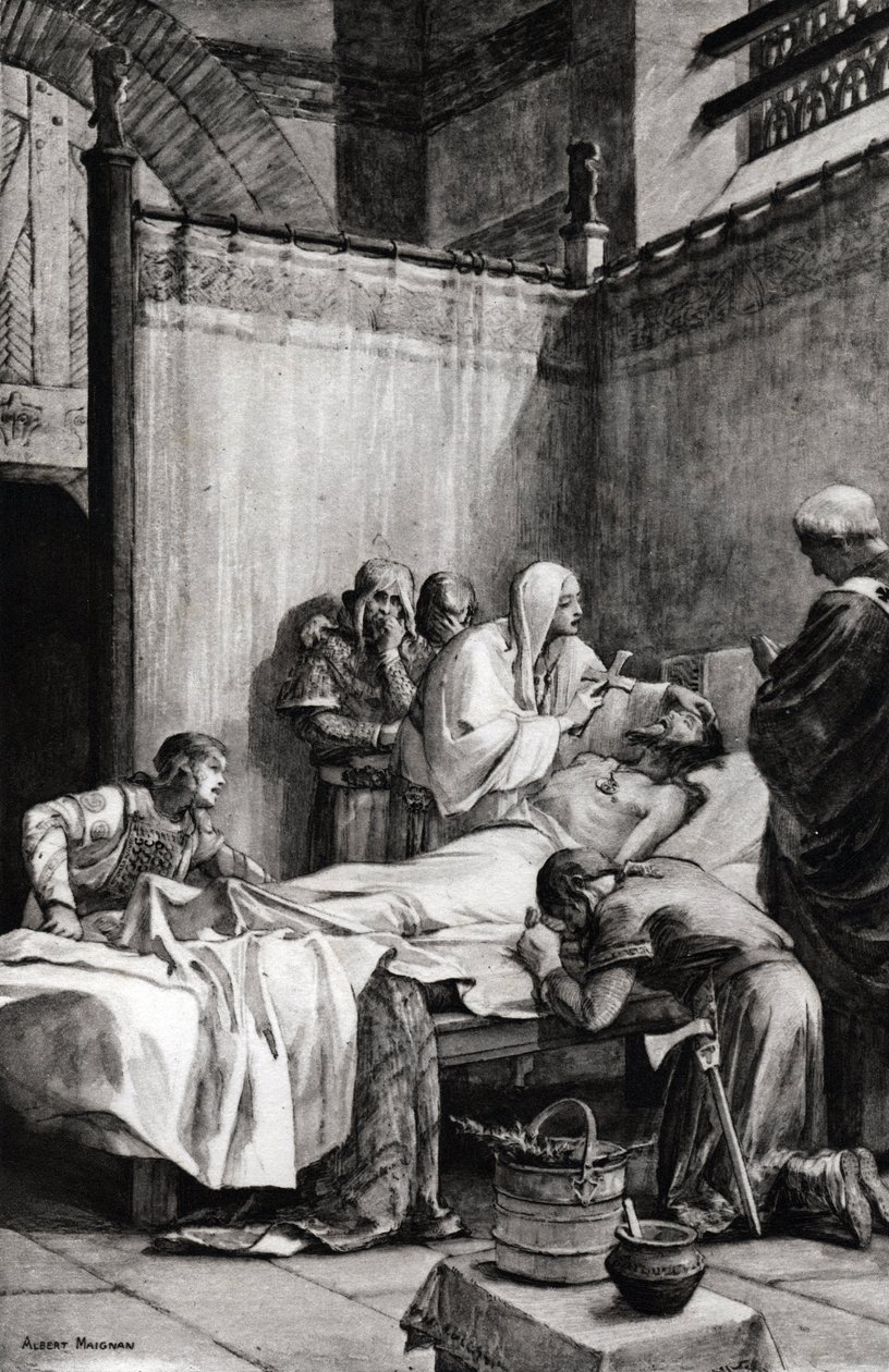 وفاة كلوفيس الأول من الفرنجة في باريس في 27 نوفمبر 511 - وفاة كلوفيس - رسم ألبرت مينيان (1845-1908) - بواسطة ألبرت بيير رينيه مينيان