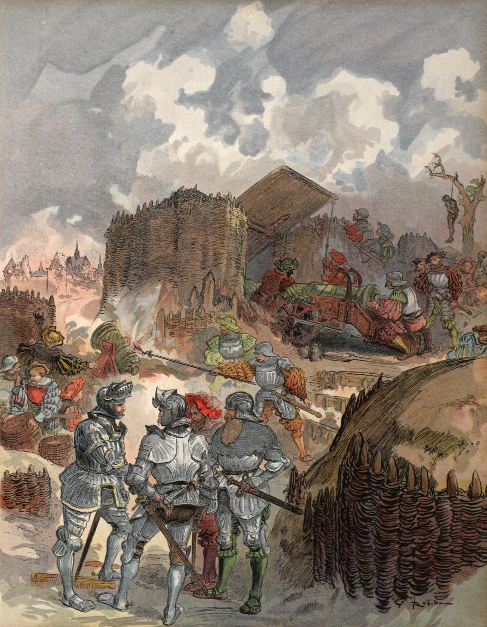 بايارد عند حصار Mezieres ، رسم توضيحي من Francois Ier: Le Roi Chevalier ، بقلم جورج ج. Toudouze ، حانة. 1909 (لون ليثو) بواسطة ألبرت روبيدا