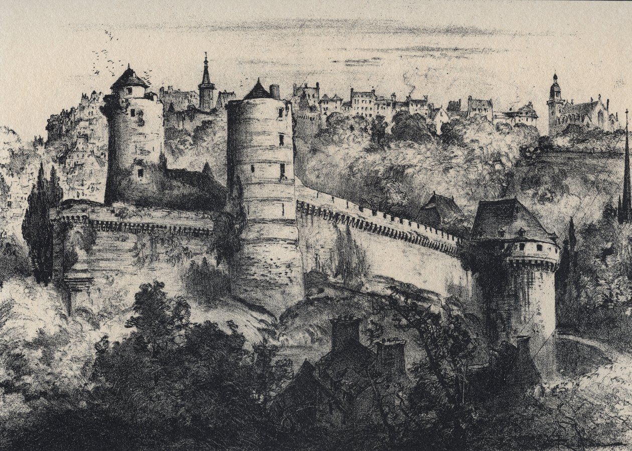 Chateau de Fougeres - قلعة حصن في مقاطعة Ille-et-Vilaine. فرنسا القديمة - بريتاني - نصوص ورسومات وطباعة حجرية ، بقلم ألبرت روبيدا (1848-1926) غير مؤرخ نهاية القرن التاسع عشر بواسطة ألبرت روبيدا