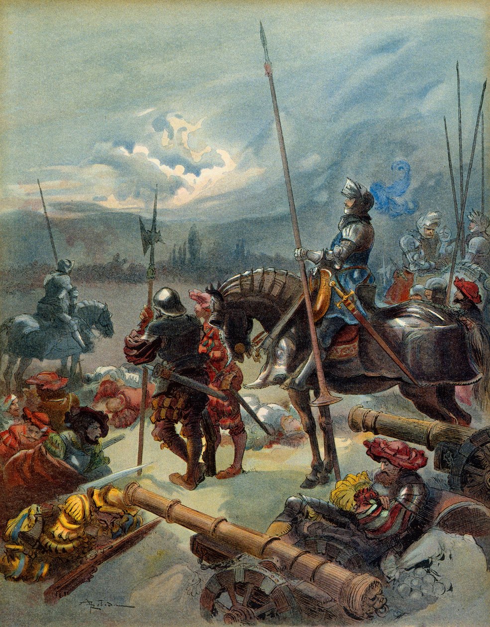 Fifth Italian War (1515-1516): the night of Marignan (Italy), between 13 and 14 September 1515. Illustation بواسطة ألبرت روبيدا