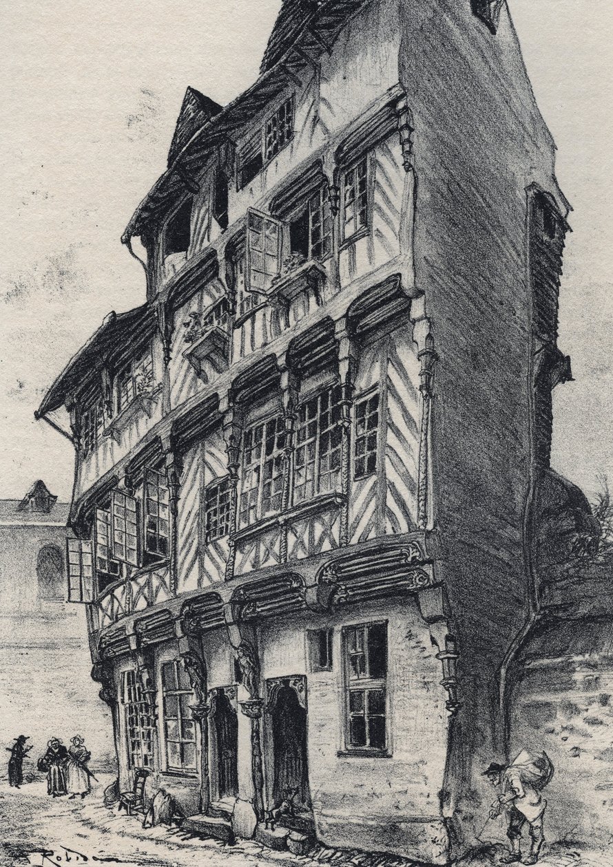 House rue Saint Guillaume in Rennes - فرنسا القديمة - بريتاني - نصوص ورسومات وطباعة حجرية ، بقلم ألبرت روبيدا (1848-1926) غير مؤرخ نهاية القرن التاسع عشر بواسطة ألبرت روبيدا