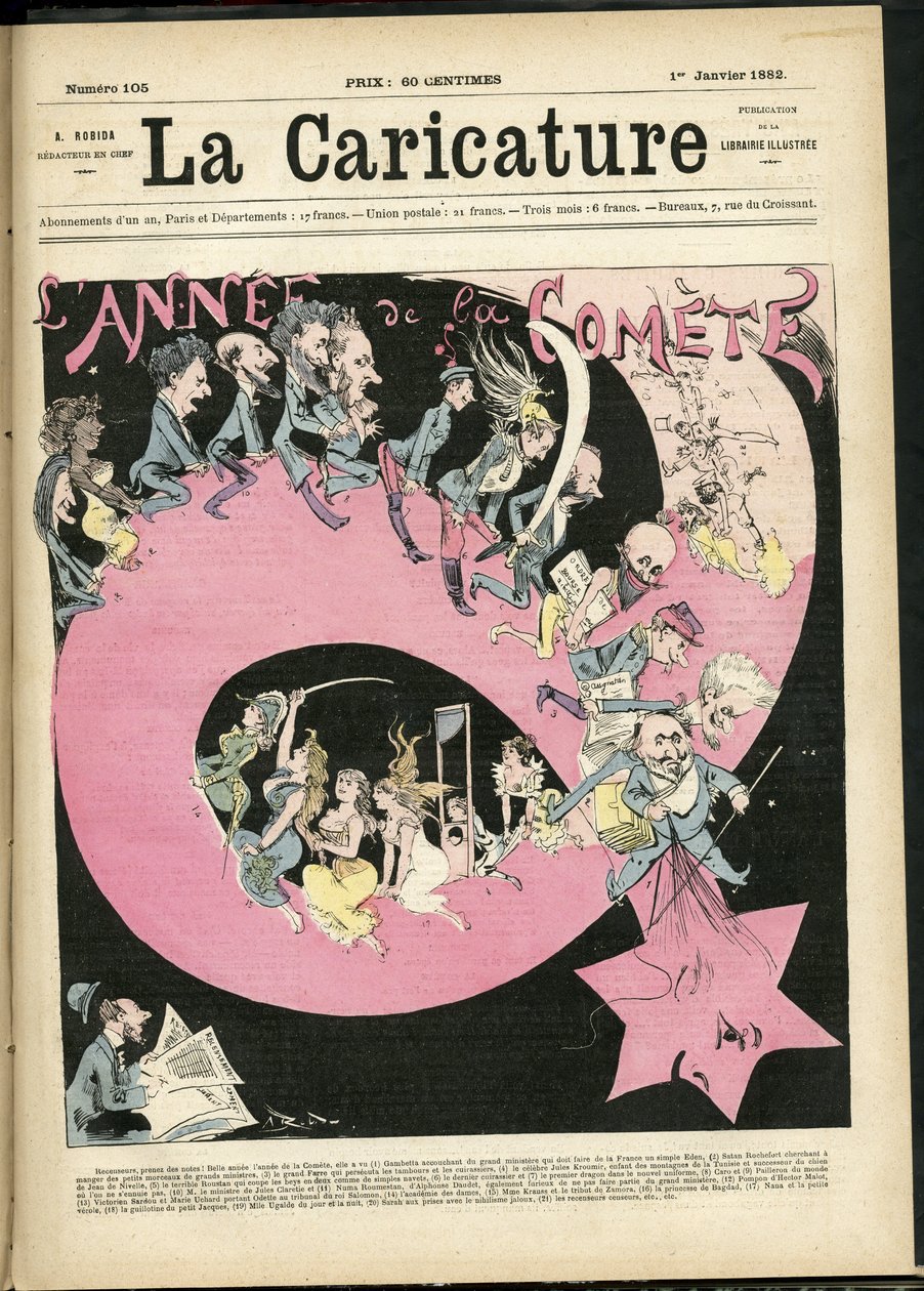 رسم توضيحي لألبرت روبيدا (1848-1926) لغلاف La Caricature (1880) بواسطة ألبرت روبيدا