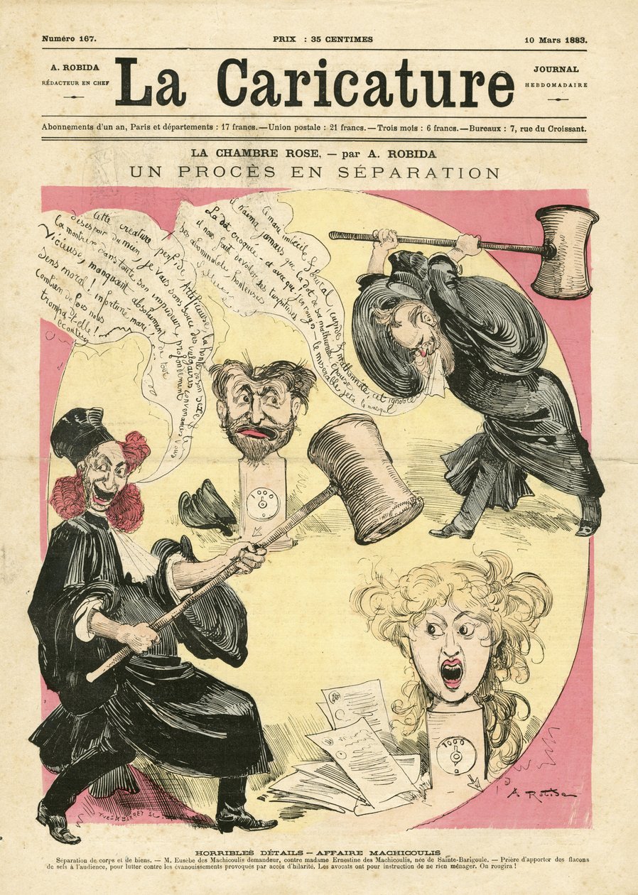رسم توضيحي لألبرت روبيدا (1848-1926) لغلاف La Caricature (1880) بواسطة ألبرت روبيدا