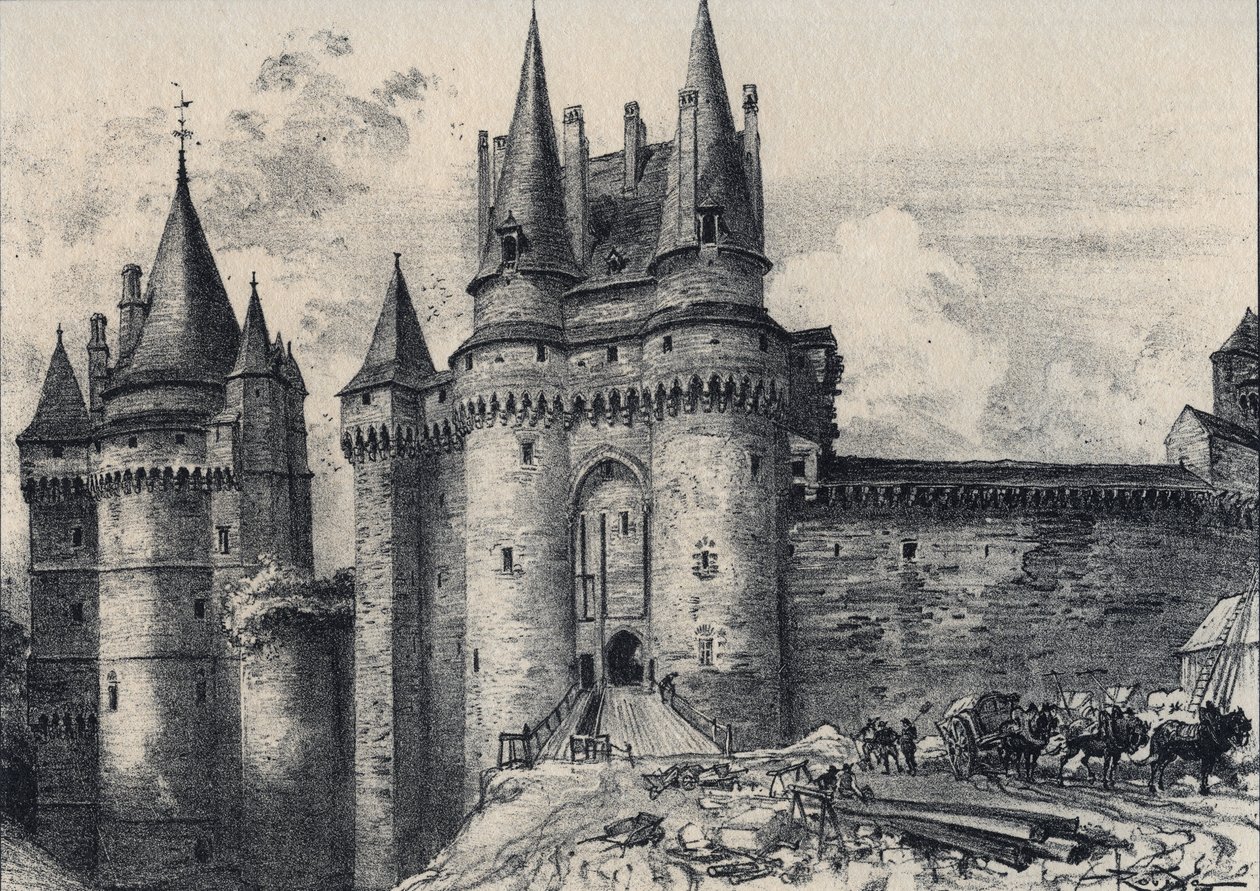 Le Chatelet a Vitre en Ille-et-Vilaine - La Vieille France - La Bretagne - النص والرسومات والطباعة الحجرية ، بواسطة ألبرت روبيدا (1848-1926) غير مؤرخ نهاية القرن التاسع عشر بواسطة ألبرت روبيدا
