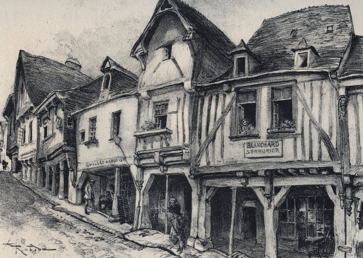 شارع Poterie a Fougeres في قسم Ille-et-Vilaine - La Vieille France - La Bretagne - نصوص ورسومات وطباعة حجرية ، بقلم ألبرت روبيدا (1848-1926) بواسطة ألبرت روبيدا
