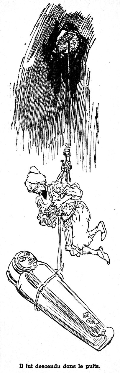 السندباد البحار (سندباد) - قصة ألف ليلة وواحدة (1001) - رسم توضيحي لكتاب من عام 1948 (طبعة فورتين، مجموعة تصوير رائع للطفولة) يحكي مغامراته - رسم لألبرت روبيدا (1848 - 1926) - الرحلة الرابعة : سي بواسطة ألبرت روبيدا