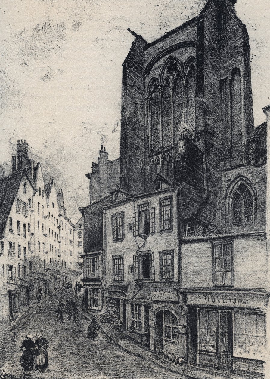 Une rue de Saint Malo - La Vieille France - La Bretagne - النص والرسومات والطباعة الحجرية ، بواسطة ألبرت روبيدا (1848-1926) غير مؤرخ نهاية القرن التاسع عشر بواسطة ألبرت روبيدا