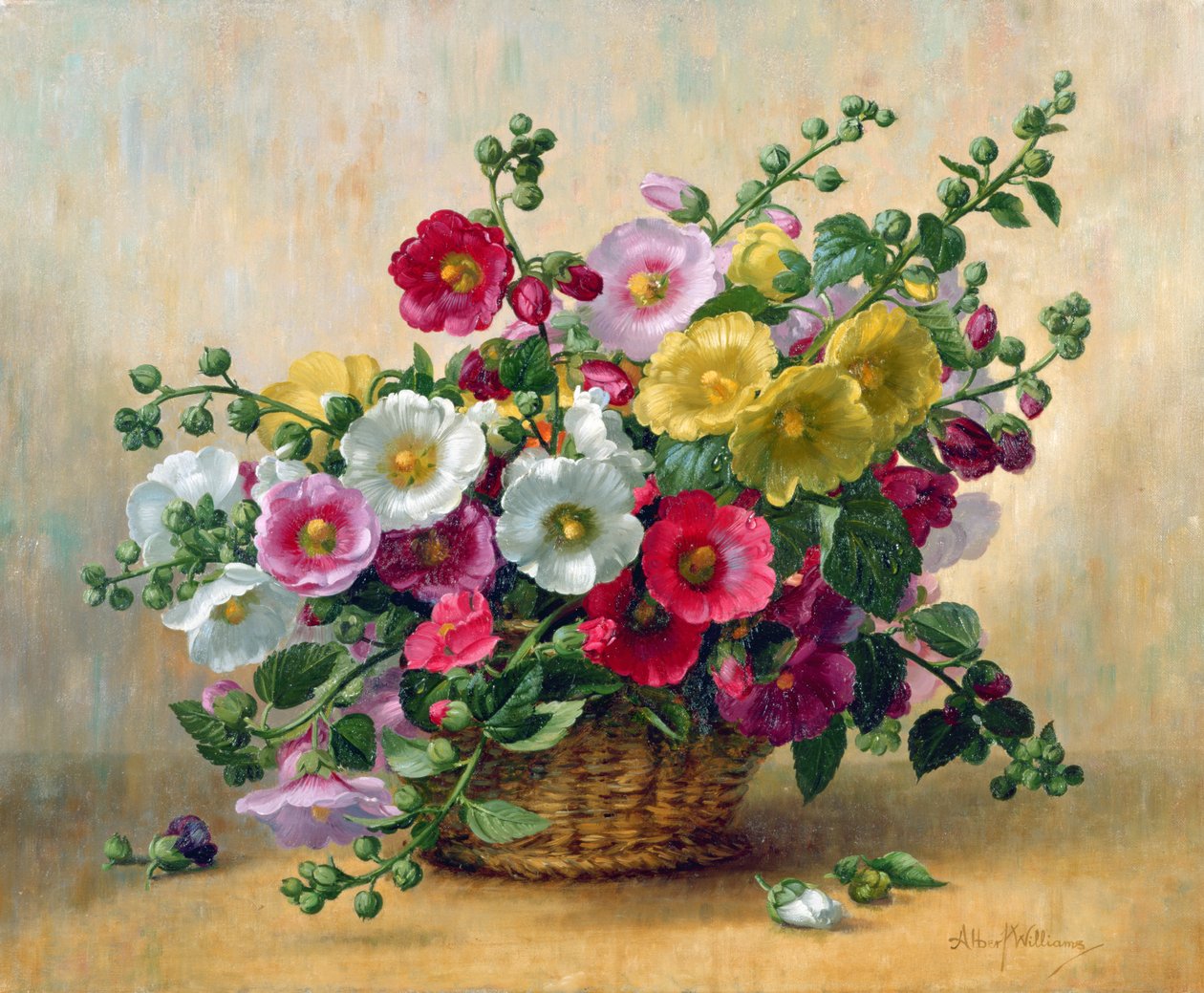 AB230 Hollyhocks في سلة بواسطة ألبرت ويليامز