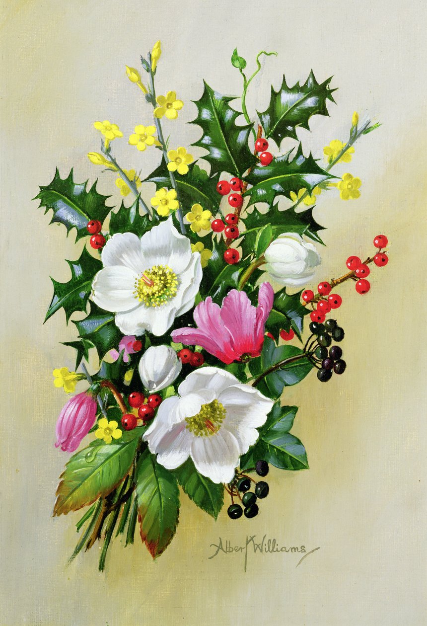 رذاذ من Dogrose ، Holly ، Mistletoe و Larkspur بواسطة ألبرت ويليامز