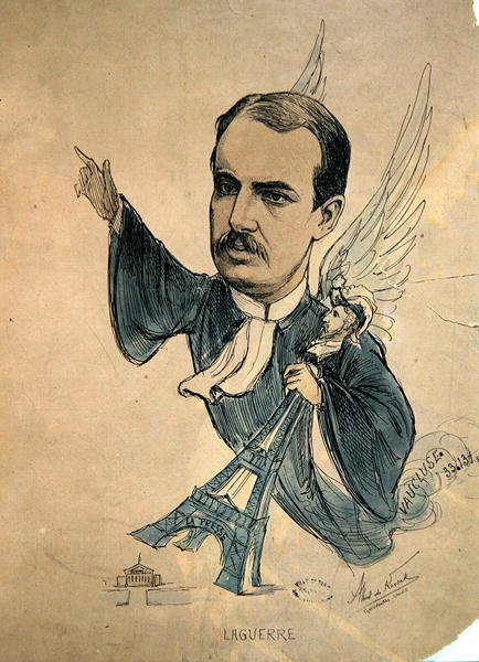 رسم كاريكاتوري لجورج لاجير ، حوالي عام 1900 (ليثو ملون) بواسطة ألبرت دي كورساك