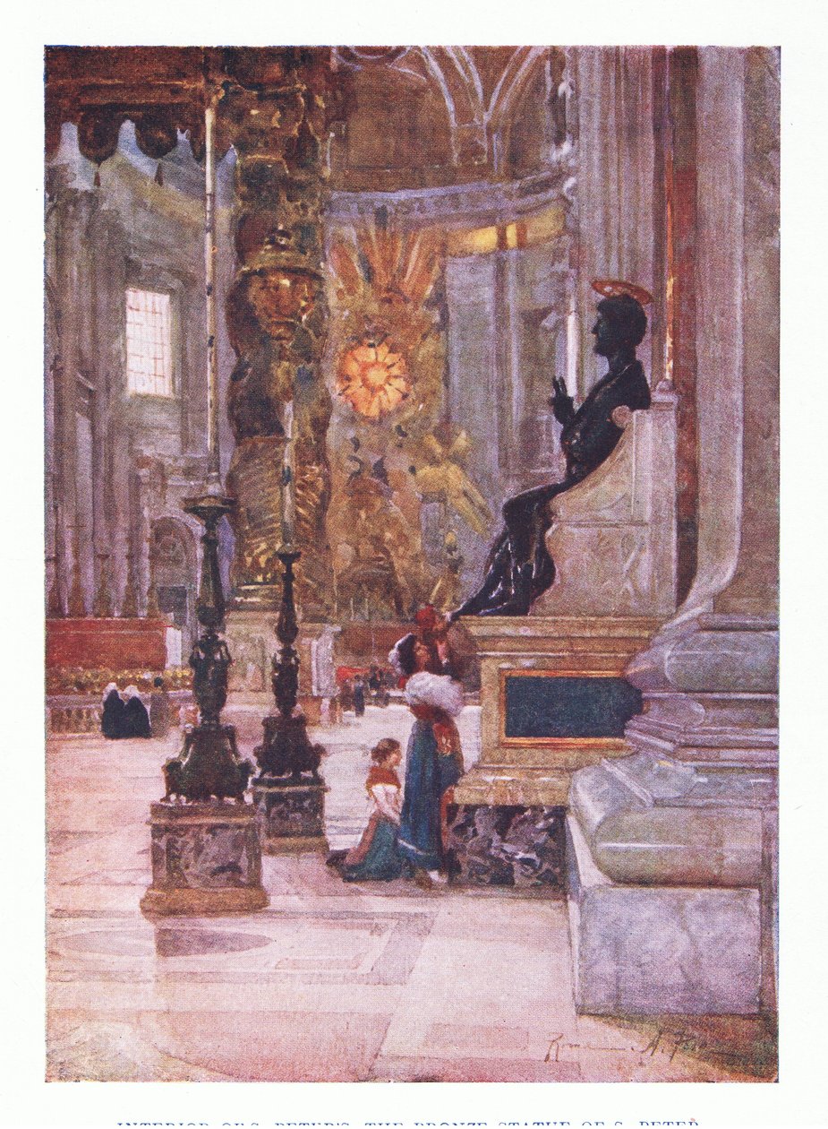 الداخلية لسانت بيترز ، التمثال البرونزي لبيتر ، من روما الذي نشرته A & C Black Ltd ، 1925 بواسطة ألبرتو بيزا