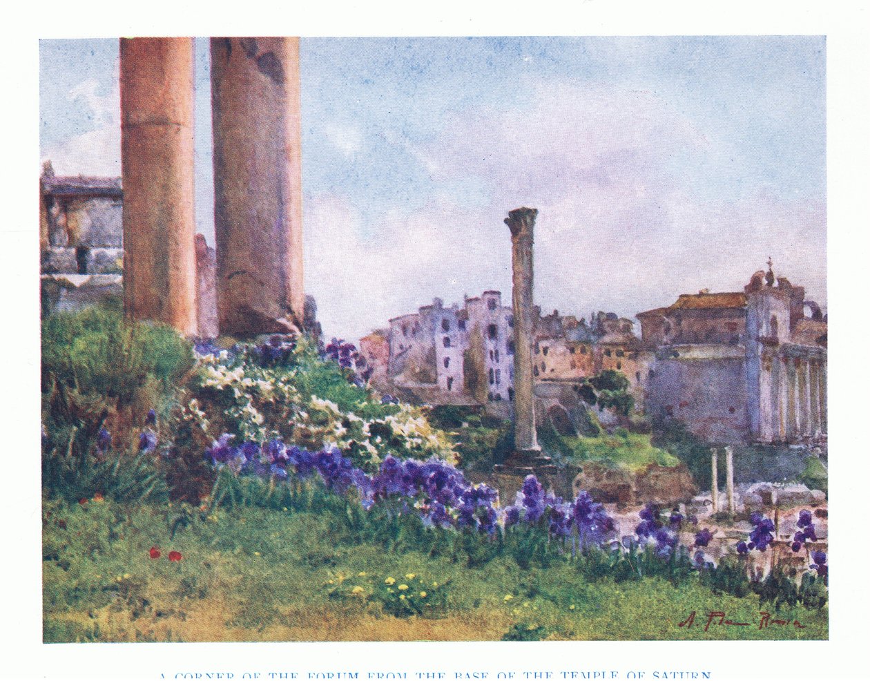 زاوية المنتدى ، من قاعدة معبد زحل ، من روما التي نشرتها A & C Black Ltd ، 1925 بواسطة ألبرتو بيزا