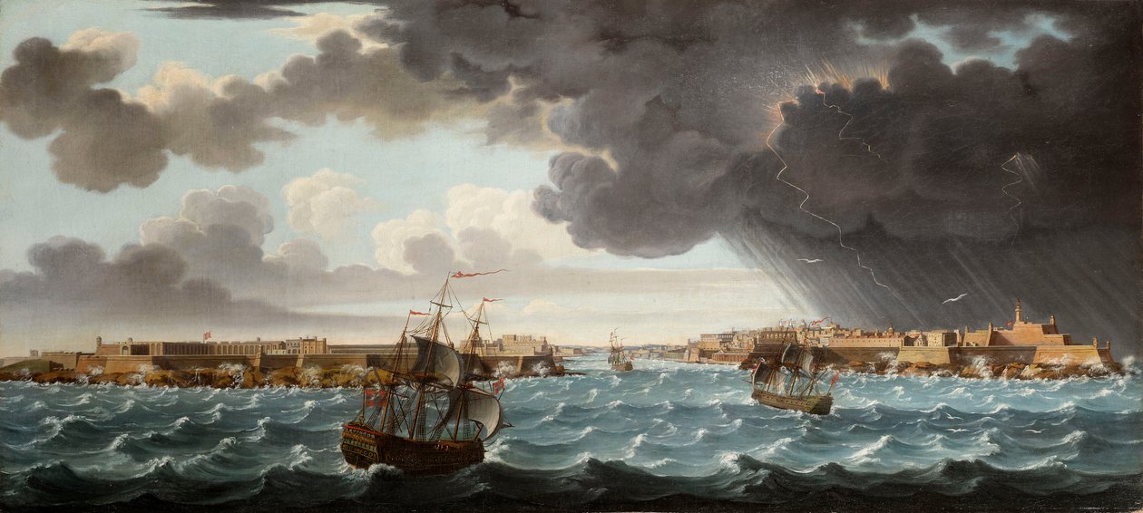 واحدة من مجموعة من سبعة وجهات نظر فاليتا ، مالطا وضواحيها ، c.1753 بواسطة ألبرتو بوليتشينو