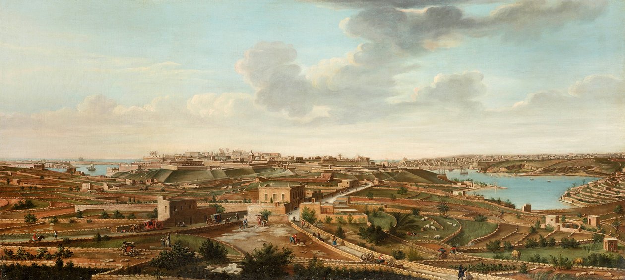 واحدة من مجموعة من سبعة وجهات نظر فاليتا ، مالطا وضواحيها ، c.1753 بواسطة ألبرتو بوليتشينو